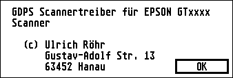 Bild: Infodialog von GDPS-Scannertreiber