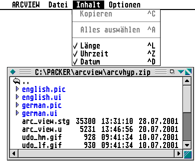 Bild: ausführlichere Informationen über Dateien. Die Einstellungen werden direkt im Fenster eines geöffneten Archives übernommen.