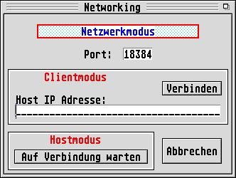 Der Einstelldialog für den Netzwerk-Modus