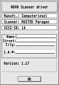 Info-Dialog von Mustek Paragon Scanner Driver